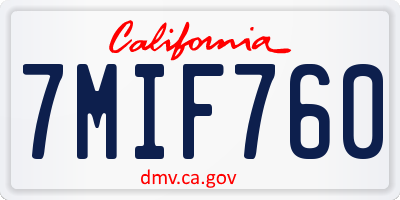 CA license plate 7MIF760