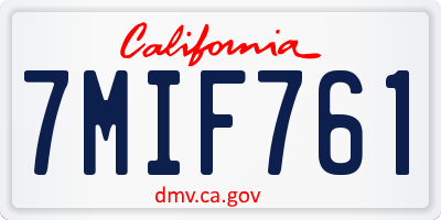 CA license plate 7MIF761