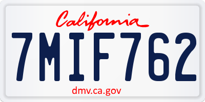 CA license plate 7MIF762