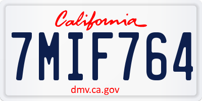 CA license plate 7MIF764