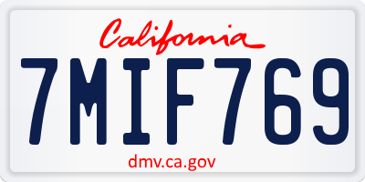 CA license plate 7MIF769