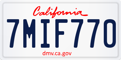 CA license plate 7MIF770