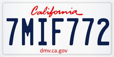 CA license plate 7MIF772