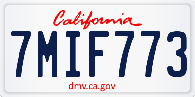 CA license plate 7MIF773