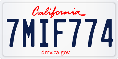 CA license plate 7MIF774