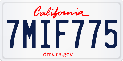 CA license plate 7MIF775