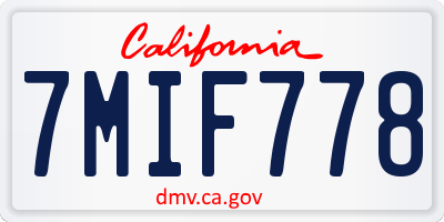 CA license plate 7MIF778