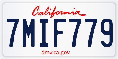 CA license plate 7MIF779