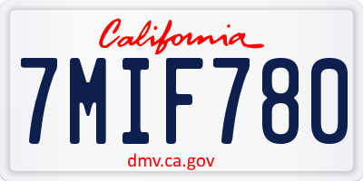CA license plate 7MIF780