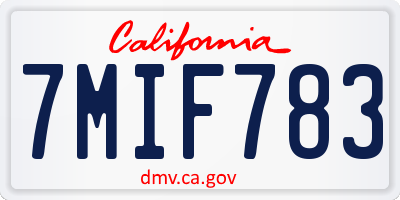 CA license plate 7MIF783