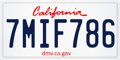 CA license plate 7MIF786