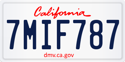 CA license plate 7MIF787