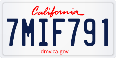 CA license plate 7MIF791