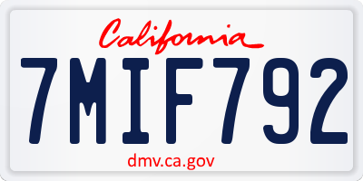 CA license plate 7MIF792