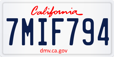 CA license plate 7MIF794