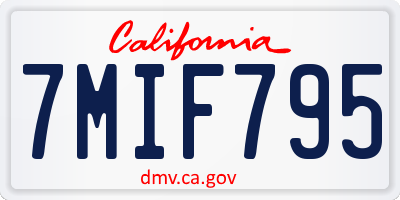 CA license plate 7MIF795