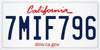 CA license plate 7MIF796