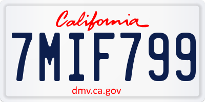 CA license plate 7MIF799