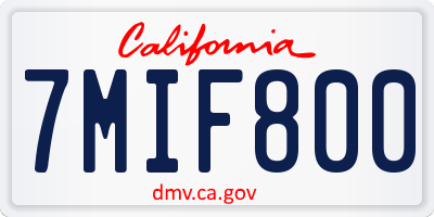 CA license plate 7MIF800