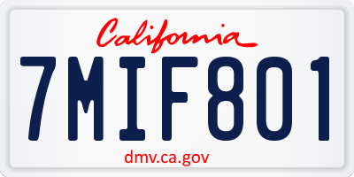 CA license plate 7MIF801