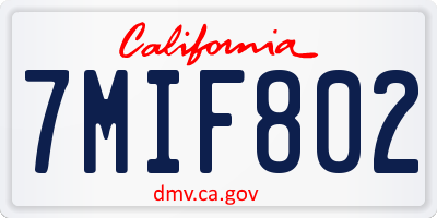 CA license plate 7MIF802