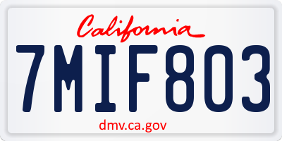 CA license plate 7MIF803
