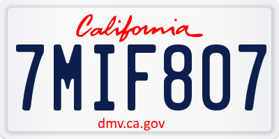 CA license plate 7MIF807