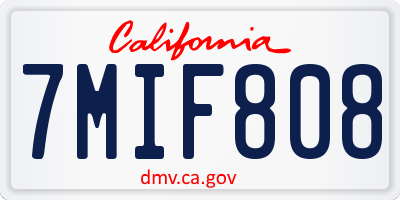 CA license plate 7MIF808