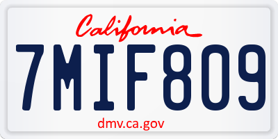 CA license plate 7MIF809
