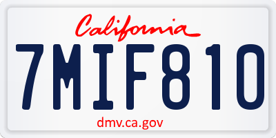 CA license plate 7MIF810