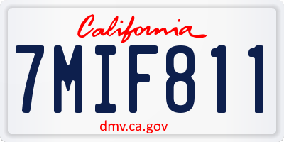 CA license plate 7MIF811