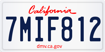 CA license plate 7MIF812