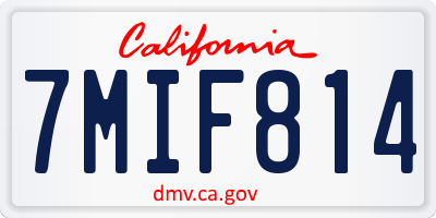 CA license plate 7MIF814