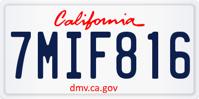 CA license plate 7MIF816