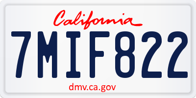 CA license plate 7MIF822