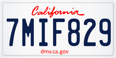 CA license plate 7MIF829
