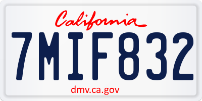 CA license plate 7MIF832