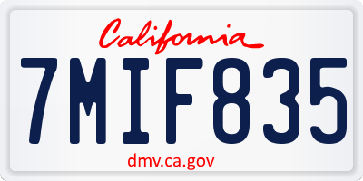CA license plate 7MIF835