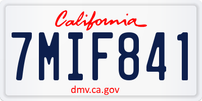 CA license plate 7MIF841