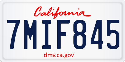 CA license plate 7MIF845