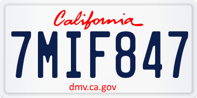 CA license plate 7MIF847