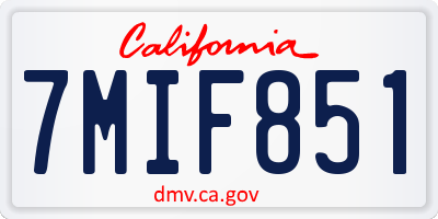 CA license plate 7MIF851
