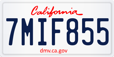 CA license plate 7MIF855