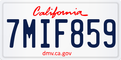 CA license plate 7MIF859