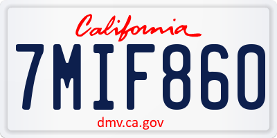 CA license plate 7MIF860