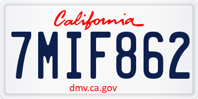 CA license plate 7MIF862