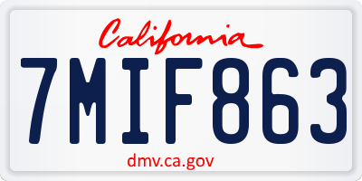 CA license plate 7MIF863