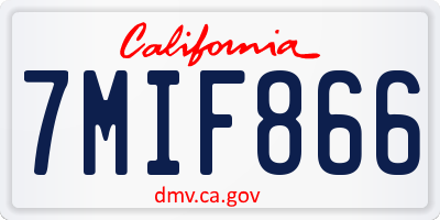 CA license plate 7MIF866