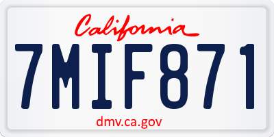 CA license plate 7MIF871