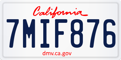 CA license plate 7MIF876